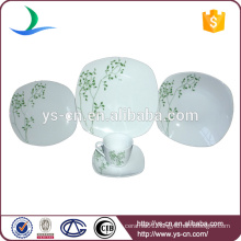 Square Ceramic Dinnerware With Green Design